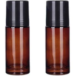 ZhangyiHot 2 Stks Bruin 50 Ml Glas Essentiële Olie Roller Flessen Hervulbare Rol op Flessen Lege Deodorant Fles Containers Rollerball voor Geur Roller Hervulbare Containers