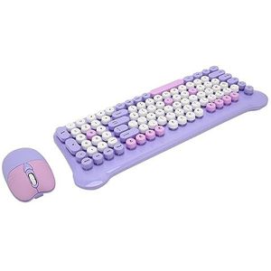 Draadloze Toetsenbord- en Muisset, Verschillende Kleuren Toetsenbord en Muis, Automatische Slaapstand, Plug-and-play-responsief voor 98 7 8 10 11 2000 (Paars)