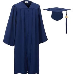 GradClassical Unisex Matte Graduation Gown Cap Kwastje Set 2024 voor middelbare school en bachelor, marineblauw, 48
