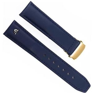 dayeer Vrije tijd zakelijke koe lederen armband voor MAURICE LACROIX horlogebanden Echt lederen horlogeband met vouwgesp (Color : Blue gold buckle, Size : 22mm)