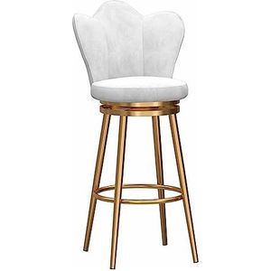 Barkrukken Barkruk Met Gouden Poten Fluwelen Blad 360 ° Draaibare Barkrukken Keuken Ontbijtstoel Met Hoge Rugleuning Bank Bar Receptiestoel Barstoel Bistrokruk (Color : White, Size : 65cm)