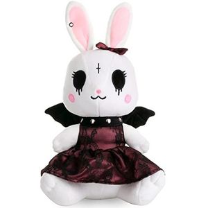 Alice het Gotisch haasje met accessoires, 26 cm knuffeldier, pluche dier, konijnenknuffel, wit/zwart/roze