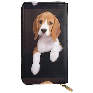 Ovely Pet Dog Beagle Unisex Lederen Rits Portemonnee Cosmetische Tas voor Party Reizen Vakantie Geschenken, Zwart, Eén maat
