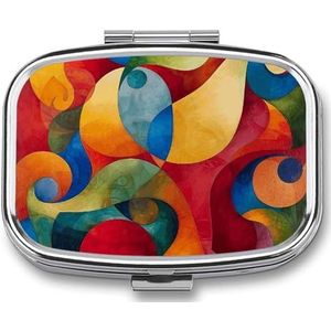 Leuke Pil Organizer Swirl Abstract Schilderen Gedrukt Draagbare Reizen Pillendoos Mini Pillendoos Kan Buiten worden gebruikt