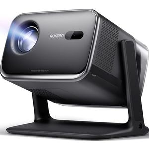 Aurzen Boom Mini 4-in-1 smart beamer met Google TV, 10.000+ apps, 4K ondersteunt projector, 20W DoIby Audio, 500 ANSI projector, autofocus en trapeziumcorrectie, wifi/Bluetooth thuisbioscoop buiten