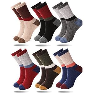 Kinder Merinowollen Sokken Thermosokken Warme Wintersokken Dikke Sokken Winter Wandelsokken Cadeaus Kindersokken voor Meisjes en Jongens 6 Paar (Strepen C., 1-3 Jaar)