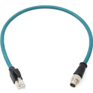 HangTon M12 Ethernet 8 Pin X Gecodeerde RJ45 CAT7e GigE Kabel voor Basler Cognex Vision Camera Sensor Hoge Snelheid Netwerk Schakelaar Router PLC 30 cm