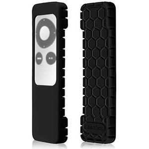 Fintie Afstandsbediening Hoes voor Apple TV 2/3 Generatie - [Bijenstokserie] Lichte Anti-slip Stootvaste Siliconen Beschermhoes Slim Case Cover, Zwart