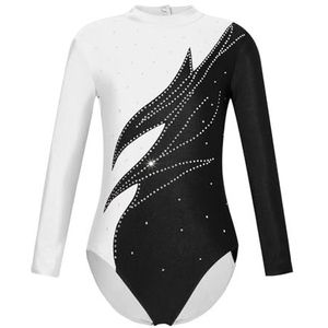 UMDGJRBW Balletpak voor kinderen, meisjes, lange mouwen, tieners, danskleding, yoga, kunstschaatsen, overall voor danswedstrijden, bodysuit (wit, 6)