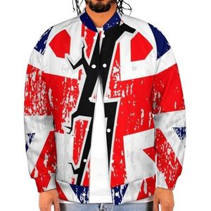 Britse vlag met een scheur in het midden grappige honkbaljack voor heren, bedrukte jas, zacht sweatshirt voor lente en herfst