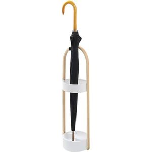 paraplubak Paraplubakhouder Paraplubak met houten handvat en harsbasis, eenvoudig paraplurek met 2 haken aan de binnenkant waterbakje