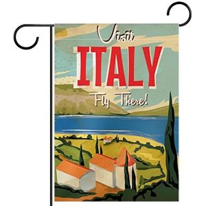 rivier vintage italiaanse reizen Tuinvlag 28x40 inch,Kleine tuinvlaggen dubbelzijdig verticale banner buitendecoratie
