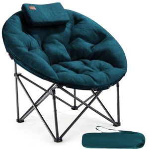 EVER ADVANCED Luxe Moonchair XXL campingstoel, opvouwbaar, 150 kg belastbaar, rond, klapstoel, dik gevoerd, oversized campingstoel, extra breed, voor outdoor, camping, tuin, balkon, indoor, groen
