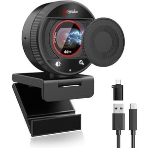 Angetube 4K webcam voor pc, 1080P @60FPS streaming camera met TOF Auto Focus, AI ruisonderdrukkende microfoons, 8x digitale zoom, USB 3.0 webcam met privacy, cover voor laptop/Mac/pc, werk met zoom