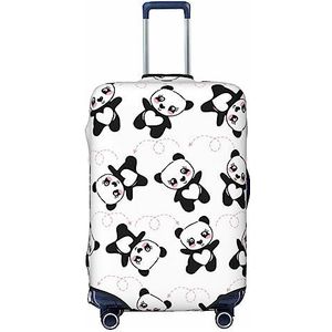 UNIOND Leuke panda bamboe ster bedrukte bagage cover elastische reiskoffer cover protector fit 18-32 inch bagage, Zwart, L