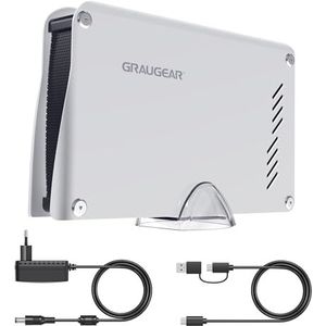 GRAUGEAR 8TB externe harde schijf in aluminium behuizing voor PS5 en Slim, 3,5 inch HDD, geformatteerd voor PS5/PS4, ideaal voor gaming en opslagruimte