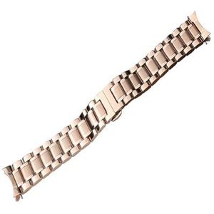 Horlogeband 12 14 15 16 17 18 19 20 21 mm 22mm 23mm 24mm roestvrij stalen horlogeband gebogen einde vlinder gesp riem armband (Color : Rose Gold, Size : 17mm)