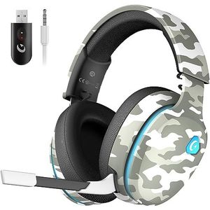 Gvyugke 2,4 GHz Wireless Gaming Headset voor PC, PS4, PS5, Mac, Switch, Bluetooth draadloze hoofdtelefoon met afneembare microfoon met ruisonderdrukking, 3,5 mm kabelmodus voor de Xbox-serie