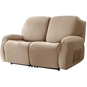 Fauteuil Loveseat Hoes 6 Stuks Dual Fauteuil Sofa Covers for 2 Seat Dual Liggende Loveseat Bank met Elastische Bodem for Woonkamer(Color:Camel)