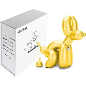 alslovkar Squat ballon hondenbeeldje, harssculptuur, huisdecoratie, moderne accessoires voor huisdecoratie in de woonkamer, dierfiguren (geel geverfd)