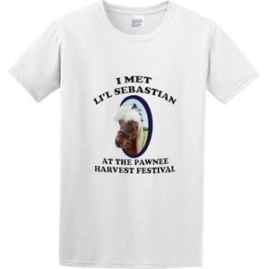 Men's Round Neck T-Shirt Lil' Sebastian Twin Needle Sleeves and Hem White overhemden(Small)