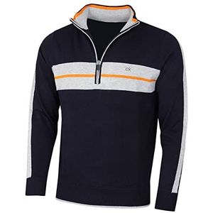 Calvin Klein Golf heren CK Vertex 1/2 rits gestreept trui-Marine-L