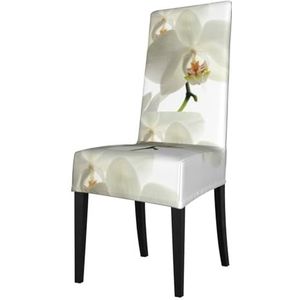 KemEng Bloemen Witte Bloemen Orchidee Elegant Modern Trendy, Stoelhoezen, Seat Protector Stretch Eetkamerstoel Slipcover Zithoes voor Stoelen