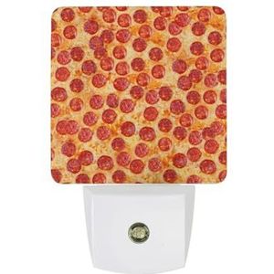 Italiaanse Pepperoni Pizza Warm Wit Nachtlampje Plug In Muur Schemering naar Dawn Sensor Lichten Binnenshuis Trappen Hal