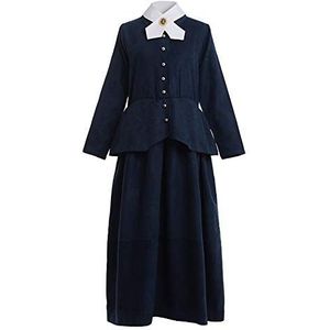 GRACEART Victoriaanse Mary Poppins Edwardiaanse Nanny Kostuum Volwassen Outfit, Blauw, XXL