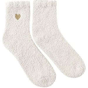 De mannen en vrouwen hebben skilaarzen sokken Dames Crew Sokken Hartpatroon Katoen Multicolor(Bianco)