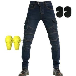 SHUOJIA Motorjeans voor heren en dames, beschermende motorbroek, ademende denim broek, gelinieerd, versterkt, verwijderbaar, gewatteerd, gepantserd, paar modellen (A6, XXL)