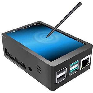 Jun_Electronic Voor Raspberry Pi 4 Touchscreen met Case, Touchscreen 3,5 inch met ventilator, TFT LCD Gaming Display met Monitor 320x480