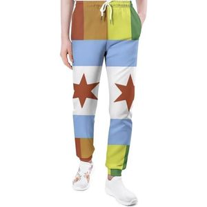 Chicago Pride Flag Regenboog Strepen Heren Joggingbroek Casual Joggers Broek Atletische Lounge Broek Met Zakken Voor Vrouwen