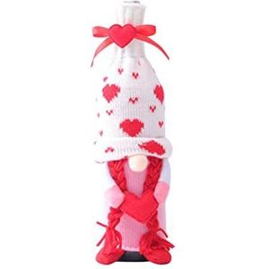 2 Pack Zweedse Kabouters Wijnfles Toppers Valentijnsdag Gnome Wijnfles Covers Hart Roze Thuis Bruiloft Decoraties Party Gift