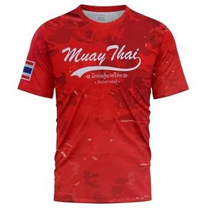 TAO MARTIAL Muay Thai Dry Fit Top Korte Mouw Camouflage Design, Rood, XXL
