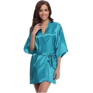 JMORCO Satijnen Gewaad Satijn Gewaad Vrouwelijke Intieme Lingerie Nachtkleding Zijdeachtige Bruids Bruiloft Gift Casual Kimono Badjas Jurk Nachtjapon Sexy Nachtkleding, Donkergroen, M