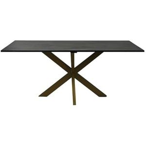 Eettafel rechthoekig marmer - 180x90x77 - Zwart/goud - Marmer/metaal
