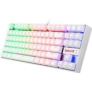 Redragon K552 Mechanisch Gaming Toetsenbord Compact 87 Sleutel Kumara Bedraad Cherry MX Blauw Schakelaars Equivalent voor Windows PC Gamers (RGB Backlit Wit)
