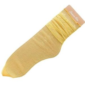JCDZSW Socks Women Women Shiny Socks Trendy Girls Glitter Short Socks Spring Summerglass Silk Elastic Thin Gauze Transparent Sox-yellow