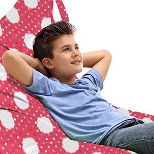 ABAKUHAUS Roze Stippen Zitzak, Retro Fluff Motieven, Veel Ruimte om Zacht Speelgoed als Knuffels in op te Bergen, met Handvat, Dark Coral Pale Pink