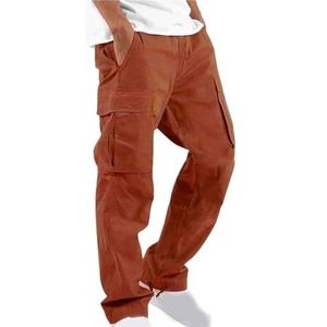 Stretch Cargobroek For Heren, Casual Effen Herenbroek, Zomercargobroek, Sportbroek, Wijde Joggingbroek, Lichtgewicht Hardloopbroek, S-5XL(Color:Orange,Size:S)