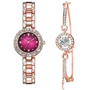 New Brand Luxury Women Dress horloges Set Fashion Geometrische Bangle Bracelet Quartz Clock Ladies Wrist Watch Rose Gold Watches (Color : 7)