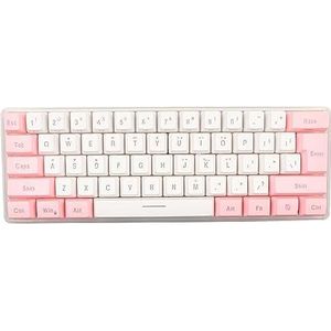 60% Bedraad Gamingtoetsenbord, RGB-verlicht Compact Minitoetsenbord, 61 Toetsen Draagbaar USB-bekabeld Toetsenbord met 8 RGB-achtergrondverlichtingskleuren voor Pc-gamers, (Roze