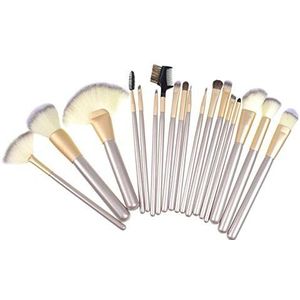 Makkelijk te gebruiken Professionele kwaliteit Cosmetische Professional Quality cosmetische make-up borstel set 18 Brush Bag Beige Hoogwaardige Rayon kwaliteit hout handvat Borstel zacht en stijlvol m