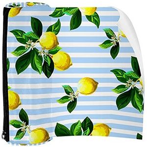 Potlood Case Fruit Citrus Op Strepen Pouch Bag Pen Rits Tas voor Kantoorartikelen Reizen School Student Supplies