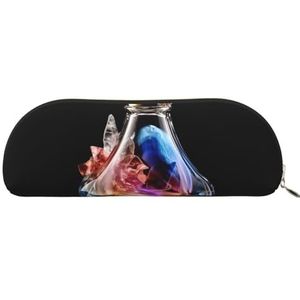 FHEBNDS Parfum Fles Make-up Tas voor Vrouwen Mannen Grote Potlood Case Esthetische Potlood Pouch Coin Pouch Lederen Cosmetische Tas met Rits Office Organizer Travel Essentials, Goud, Eén maat