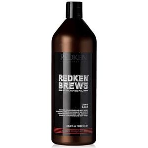 REDKEN Brews 3-in-1 shampoo, conditioner en bodywash voor heren, 1000 ml