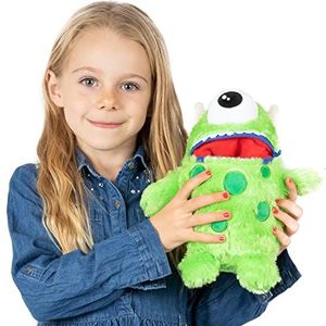 Worry Yummy Monster Zacht speelgoed voor kinderen - 28 cm (11"") Zacht knuffeldier voor kinderen - Jongens en meisjes Angst, stress en angstverminderende slaapmetgezel - groen 'Hank'