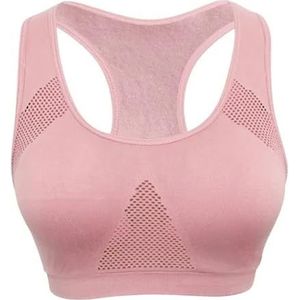 DCNIYT Vrouwen Sport BH Absorberen Ademend Zweet Shockproof Gewatteerde Gym Running Fitness Dubbellaags Naadloze Yoga Sport BH Ondergoed, roze, L