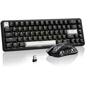 ATTACK SHARK Gaming Toetsenbord & Muis Combo, X65 HE Bedraad Magnetisch Toetsenbord en R1 Draadloze 59g Ultralichte Muis (8000Hz, RT 0,01mm, RGB, 65u Batterij) - zwart